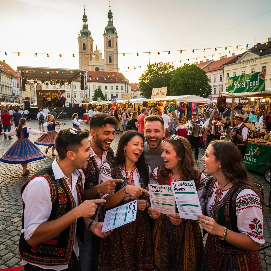 A serene lakeside view with a picnic area and hiking trail, perfect for travelers exploring Slovakia's nature.